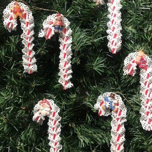 Set Of 4 Acrylic Candy Cane Christmas Ornaments
